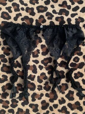 90s Vintage Christian Dior Black Lace Garter Belt